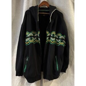 Nimbus Zip Up Jacket Mens 3XL Black Skater Grunge Y2K Graphic Hoodie T-322